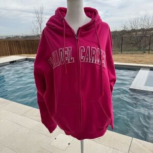 Playa Del Carmen Pink Zip-Up Hoodie with Embroidered Logo Size XL